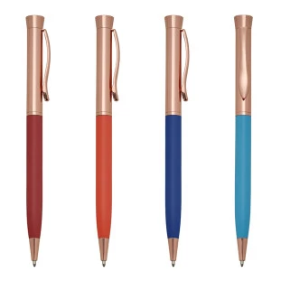 Caneta em Semimetal Fosca com Detalhes em Bronze