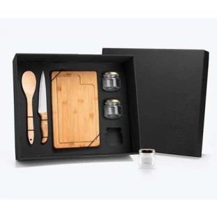 Conj. para Cozinha e Tempero em Bambu/Inox - 6 Peças