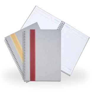 Caderno Grande de Negócios Prateado com Faixa 
