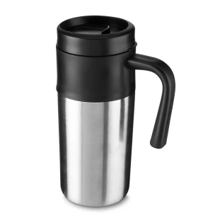 Caneca em Aço Inox de 350ml com Tampa Plástica.