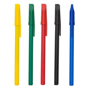 Caneta Plástica Leitosa Inteira Colorida com Tampa