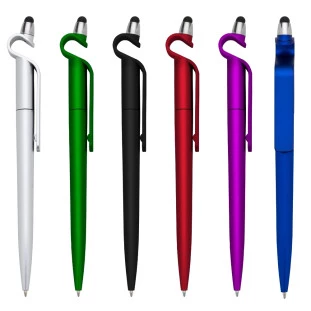 Caneta Plástica com Touch e Suporte para Celular