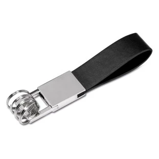 Chaveiro Metal e Tecido Sintético Tipo Couro 4 Argolas