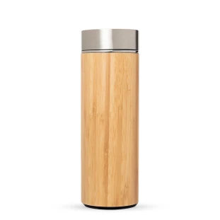 Garrafa Térmica em Bambu e Aço Inox 400ml 