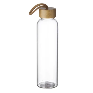 Garrafa de Vidro com Tampa de Bambu 600ml