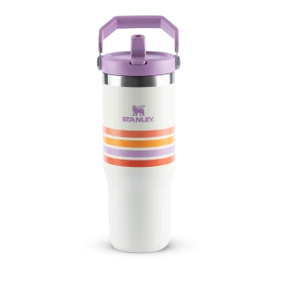 Tumbler Térmico Flip Straw Varsity Cream Lilac Stripes | 887ml