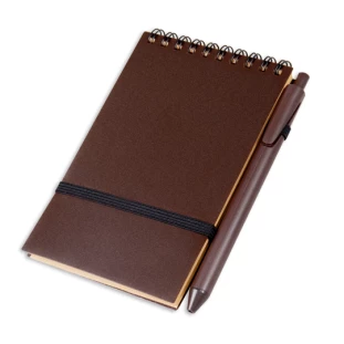Kit Escritório Bloco+Caneta em Café e PP