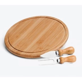 Kit Para Queijo Em Bambu E Inox - 3 Peças