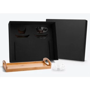 Kit para Café em Bambu e Vidro com 5 Peças
