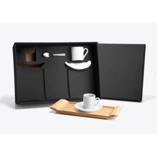 Kit para Café em Bambu e Porcelana com 7 Peças