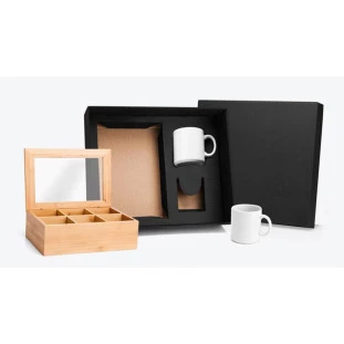 Kit para Chá em Bambu e Porcelana com 3 Peças