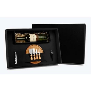 Kit Queijo e Vinho com Espaço para Garrafa - 7 Peças 