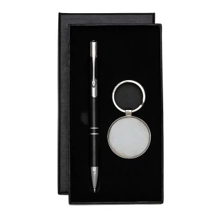 Kit Caneta Metálica e Chaveiro