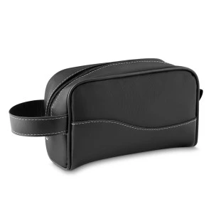 Necessaire de Tecido Sintético Tipo Couro e Nylon
