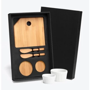 Kit para Petisco com Tábua, Espátulas e Ramekins - 5 Peças
