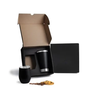 Kit De Copos Térmicos Em Aço Inox - 340Ml / 500Ml - Preto - 2 Pçs