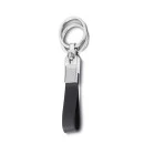 CHAVEIRO DE METAL E COURO C/ 2 ARGOLAS 