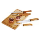 CONJ. PARA CHURRASCO EM BAMBU / MADEIRA / INOX TEXAS - 5 PÇS