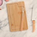 KIT PARA CHURRASCO EM BAMBU / MADEIRA / INOX - 3 PÇS