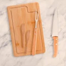 CONJ. PARA CHURRASCO E PETISCO EM BAMBU / MADEIRA / PORCELANA - 7 PÇS