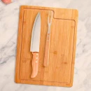 CONJ. PARA CHURRASCO EM BAMBU / MADEIRA / INOX - 3 PÇS