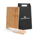 CONJ. PARA CHURRASCO EM BAMBU / INOX / MADEIRA - 3 PÇS.