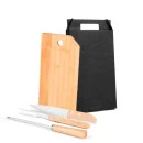 CONJ. PARA COZINHA EM BAMBU / MADEIRA / INOX - 4 PÇS