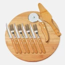 CONJ. PARA PIZZA EM BAMBU/MADEIRA/INOX 35 CM - 11 PÇS