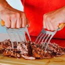 GARFO COM 5 DENTES EM MADEIRA - INOX - 11,5X14,5CM